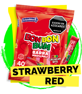 BON BON BUM soft candy Strawberry Red flavor.